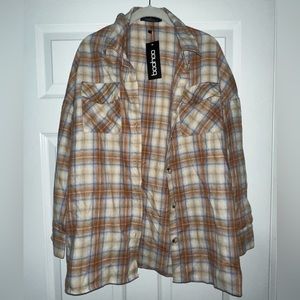 BOOHOO flannel all A-lined oversize check shirt (size Small)
